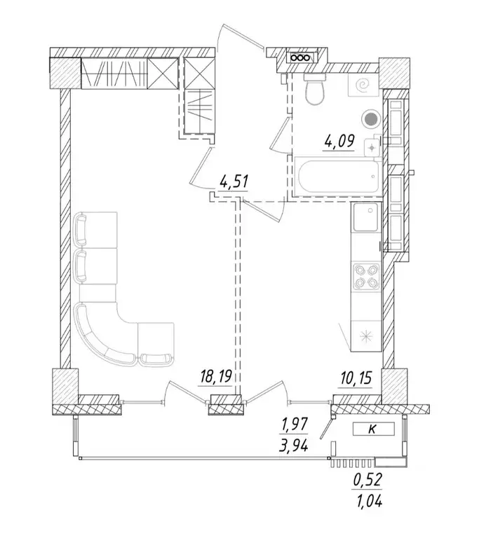1-к кв. Приморский край, Владивосток ул. Достоевского (39.43 м) - Фото 1