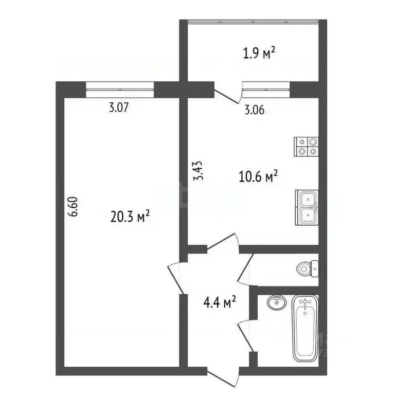 1-к кв. Псковская область, Псков Рижский просп., 77 (39.1 м) - Фото 2