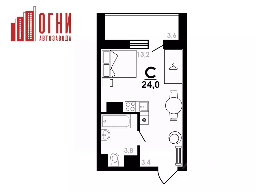 Студия Нижегородская область, Нижний Новгород Коломенская ул., 8к4 ... - Фото 0