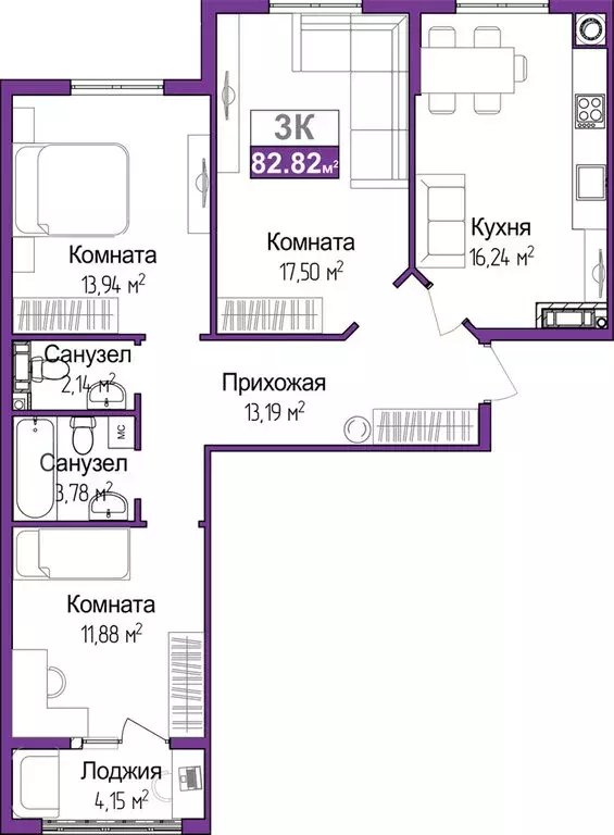 3-комнатная квартира: Симферополь, Центральный район (80.74 м) - Фото 0