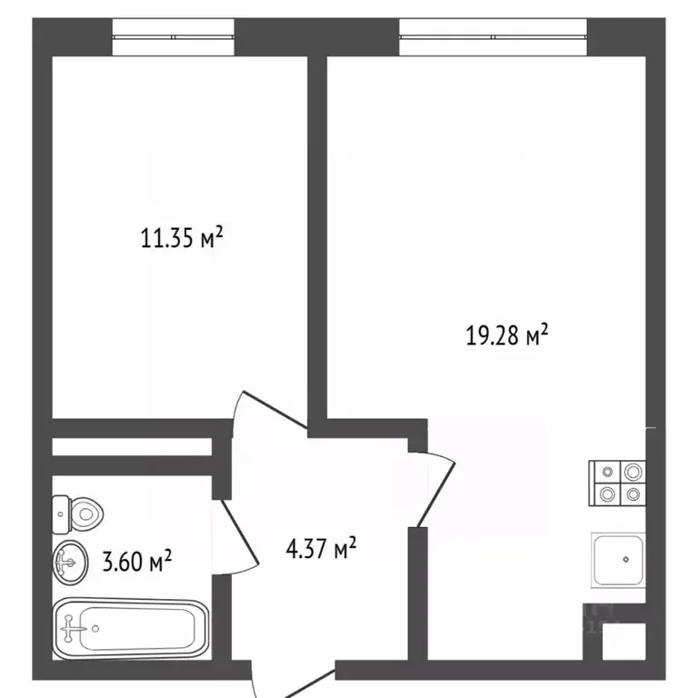 1-к кв. Тюменская область, Тюмень ул. Тимофея Чаркова, 28 (39.7 м) - Фото 2