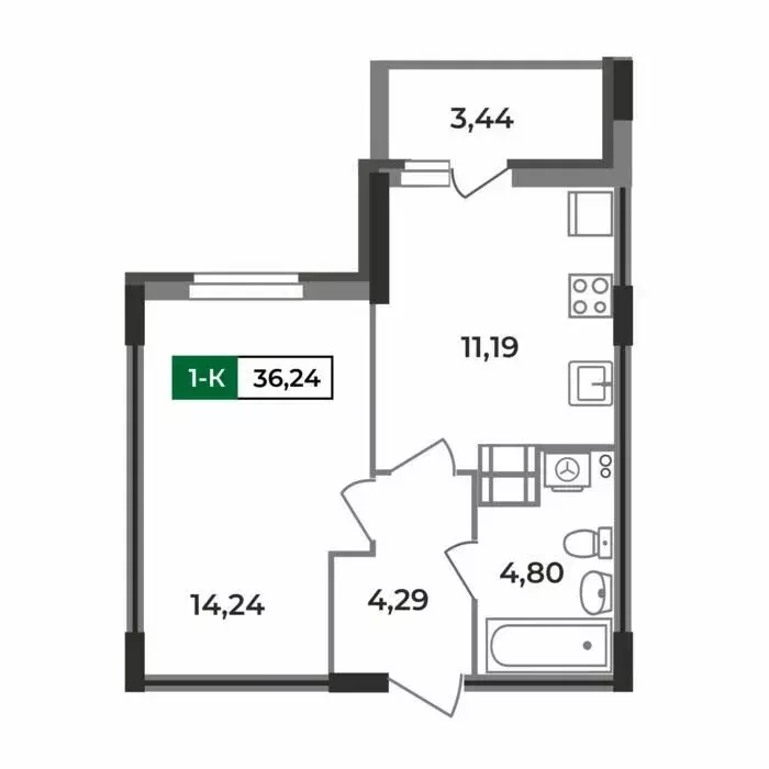 1-комнатная квартира: Ковров, Еловая улица, 11 (36.24 м) - Фото 0