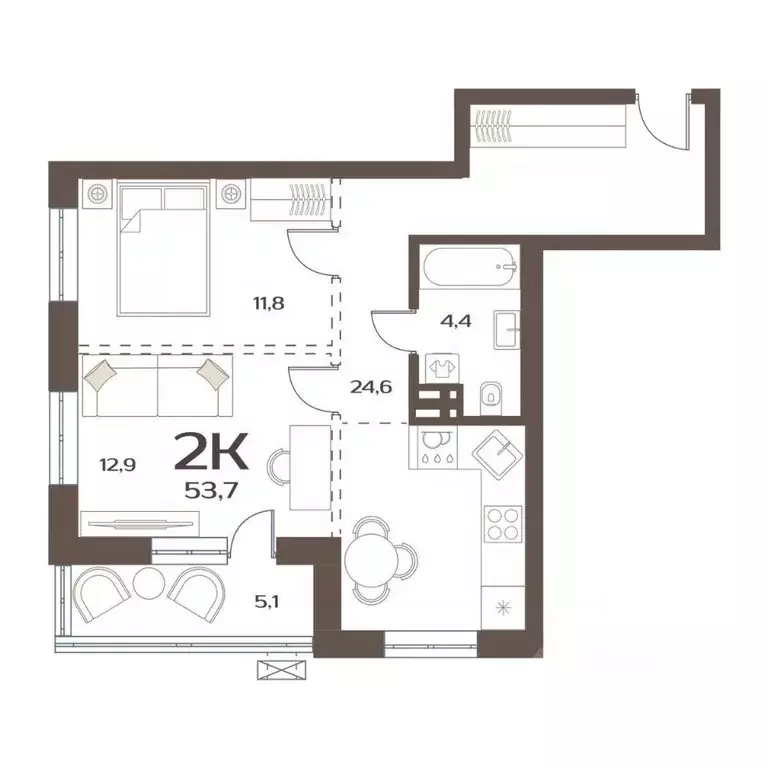2-к кв. Приморский край, Владивосток ул. Коммунаров, 15к6 (53.7 м) - Фото 1