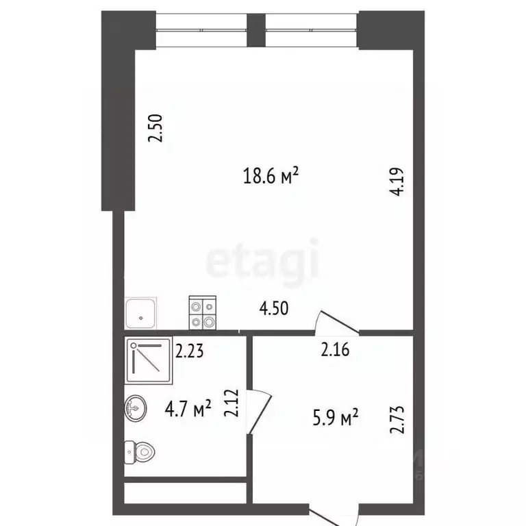 Студия Москва Новодмитровская ул., 2к7 (29.4 м) - Фото 2