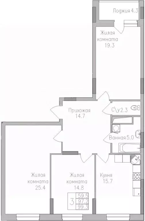 2-к кв. Липецкая область, Липецк ул. Тельмана, 120 (73.9 м) - Фото 1
