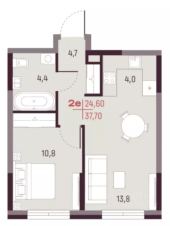 2-к кв. Свердловская область, Екатеринбург Академический мкр, 19-й ... - Фото 1