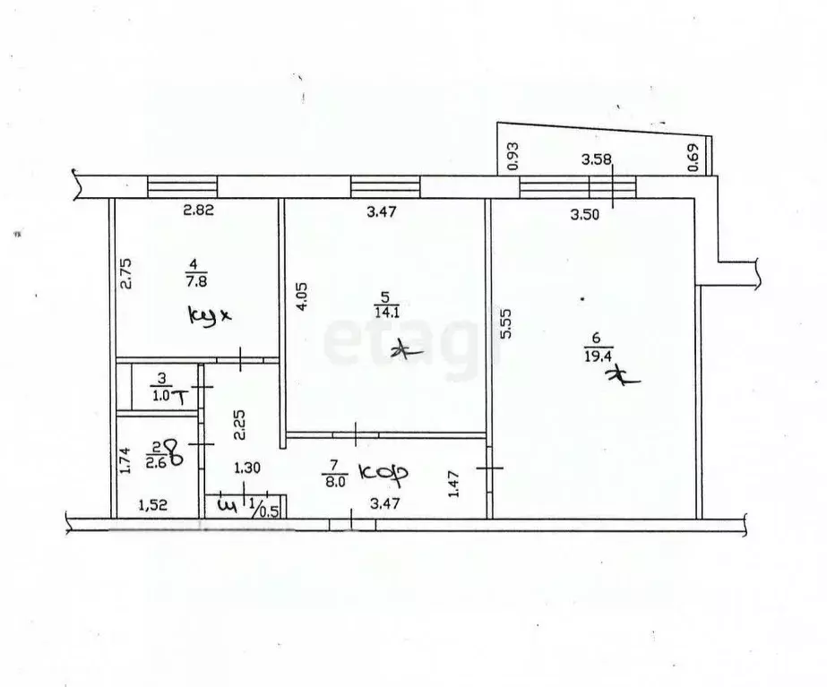 2-к кв. Смоленская область, Смоленск ул. Попова, 46Б (53.4 м) - Фото 0