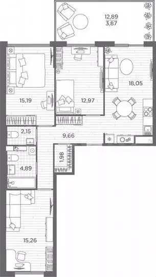 3-к. квартира, 84м, 1/5эт. - Фото 1