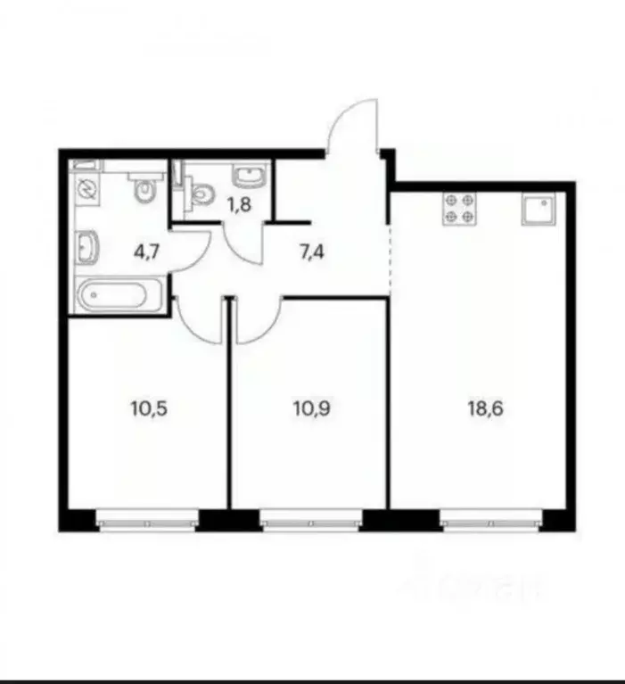 2-к кв. Московская область, Мытищи ул. Мира, 49 (51.7 м) - Фото 1