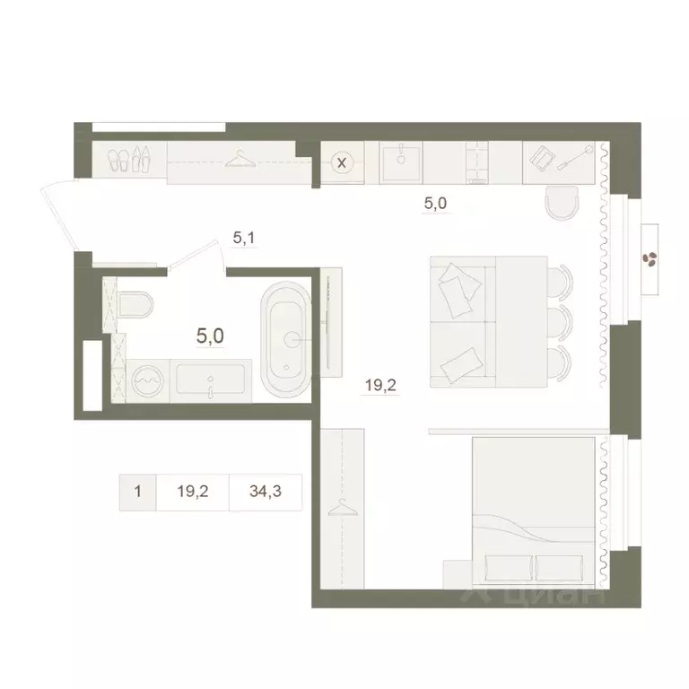 1-к кв. Башкортостан, Уфа Родина Парк жилой комплекс (34.3 м) - Фото 1