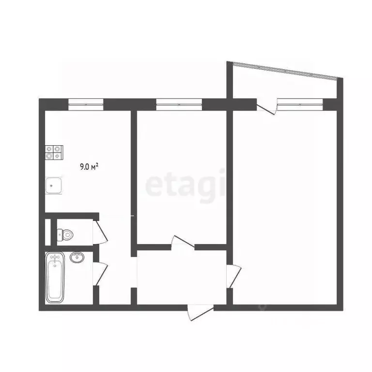 2-к кв. Тюменская область, Тюмень Одесская ул., 38 (50.5 м) - Фото 1
