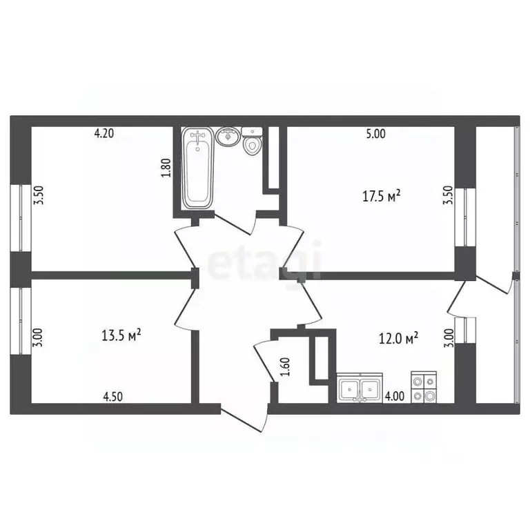 3-к кв. Тюменская область, Тюмень проезд Тихий, 2 (75.5 м) - Фото 2