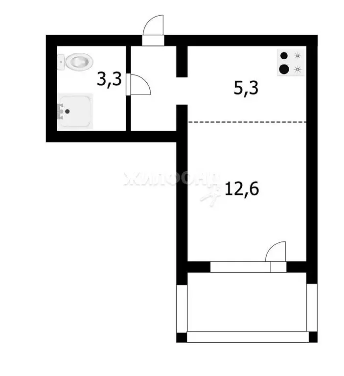 Квартира-студия: Новосибирск, улица Связистов, 162к3с (25.7 м) - Фото 0