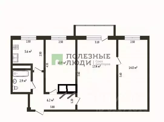 3-к кв. Орловская область, Орел ул. Игнатова, 25 (57.0 м) - Фото 2