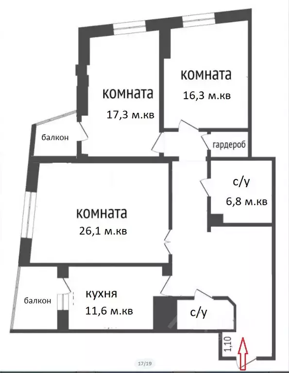 3-к кв. Красноярский край, Красноярск ул. Декабристов, 1г (114.6 м) - Фото 1