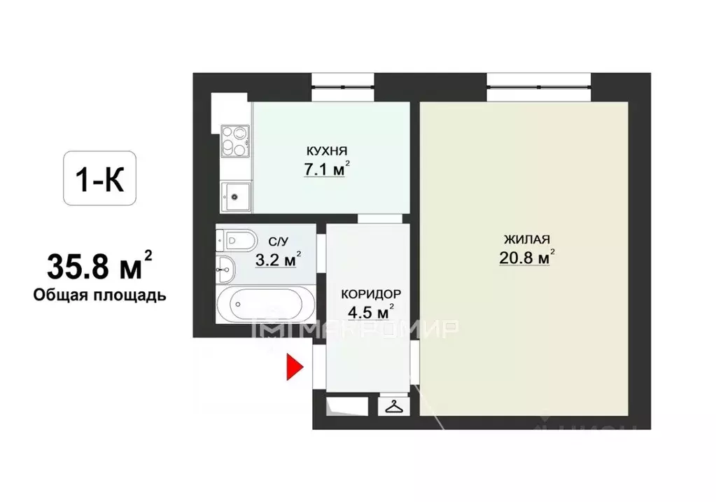 1-к кв. Москва Трубная ул., 25С1 (36.0 м) - Фото 2