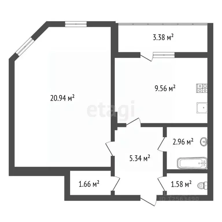 1-к кв. Воронежская область, Воронеж Ростовская ул., 73Дк2 (41.9 м) - Фото 2
