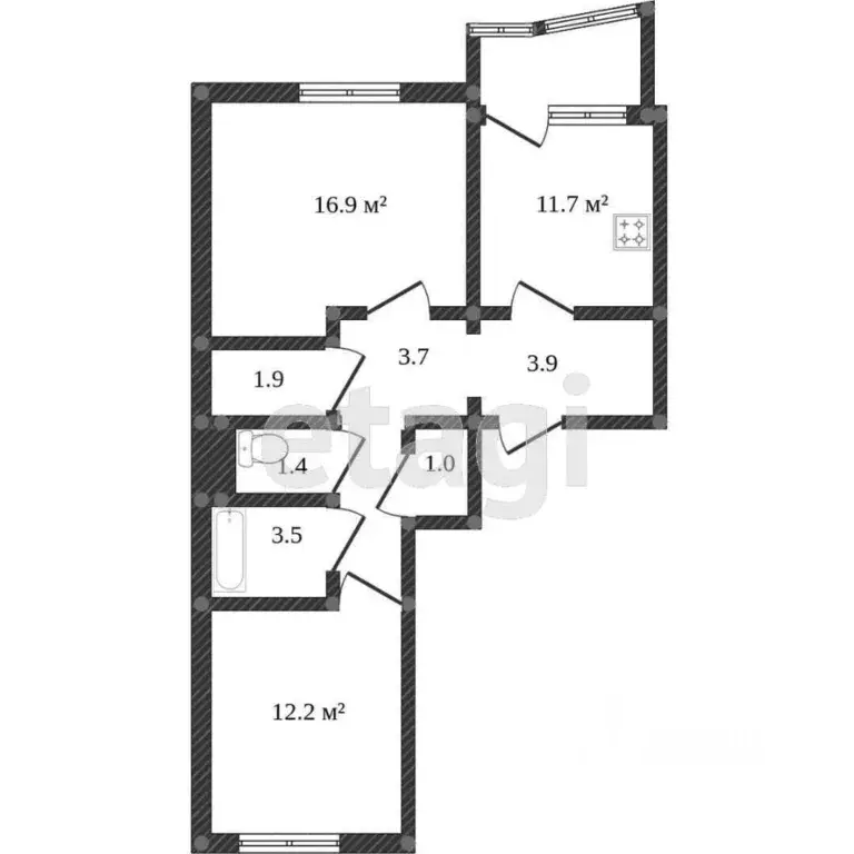 2-к кв. Калужская область, Калуга ул. 65 лет Победы, 35 (59.6 м) - Фото 2
