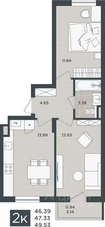 2-к кв. Калининградская область, Черняховск Маэстро жилой комплекс ... - Фото 1
