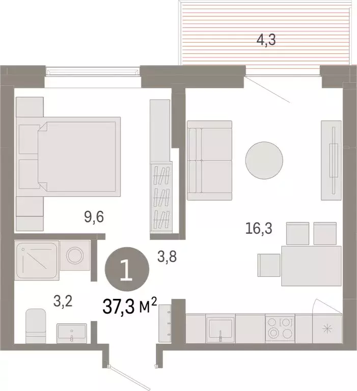 1-комнатная квартира: Омск, Кировский округ (37.25 м) - Фото 1