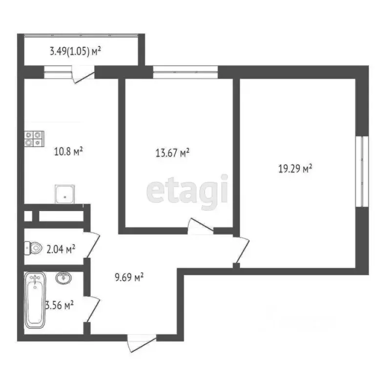 2-к кв. Крым, Симферополь ул. Никанорова (62.5 м) - Фото 2