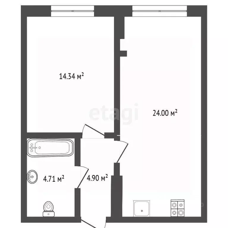1-к кв. Тюменская область, Тюмень ул. Тимофея Кармацкого, 3 (49.0 м) - Фото 2