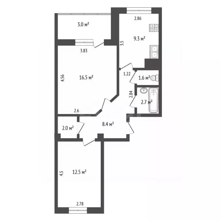 2-к кв. Псковская область, Псков Техническая ул., 14 (53.0 м) - Фото 2