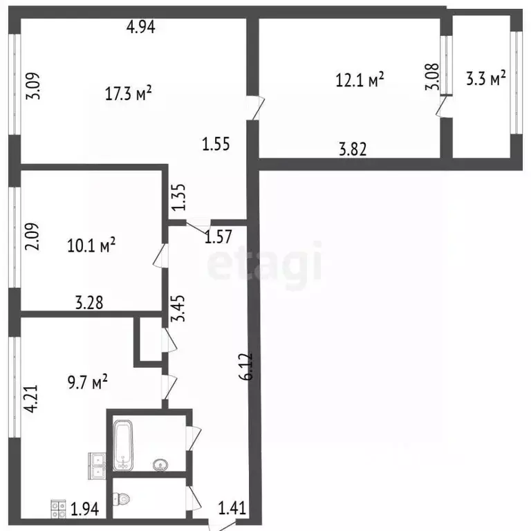 3-к кв. Санкт-Петербург Дунайский просп., 35К1 (62.6 м) - Фото 1