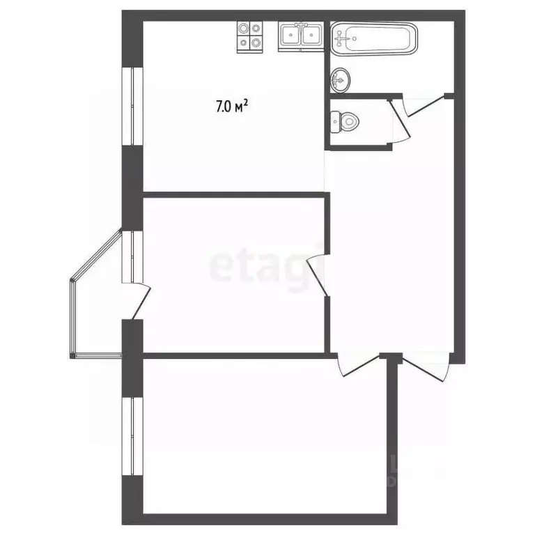 2-к кв. Ямало-Ненецкий АО, Ноябрьск Рабочая ул., 109А (43.6 м) - Фото 1