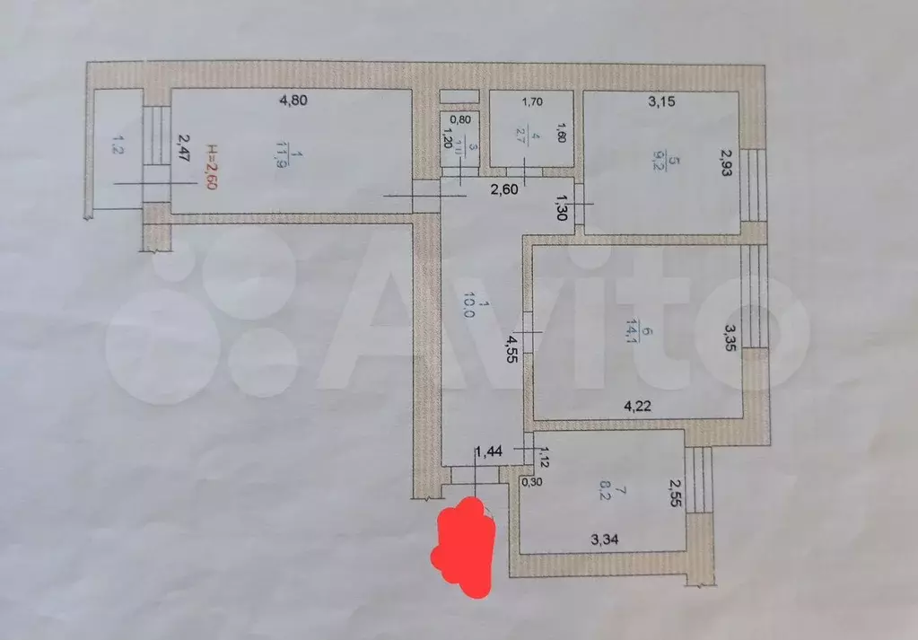 3-к. квартира, 58,5 м, 9/9 эт. - Фото 0