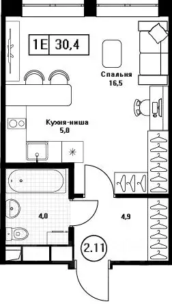 Студия Московская область, Пушкино Пушкино Град жилой комплекс, к2 ... - Фото 1