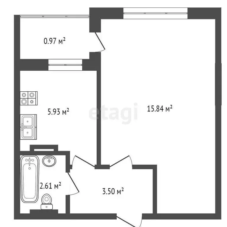 1-комнатная квартира: Севастополь, улица Горпищенко, 143к1 (29 м) - Фото 0