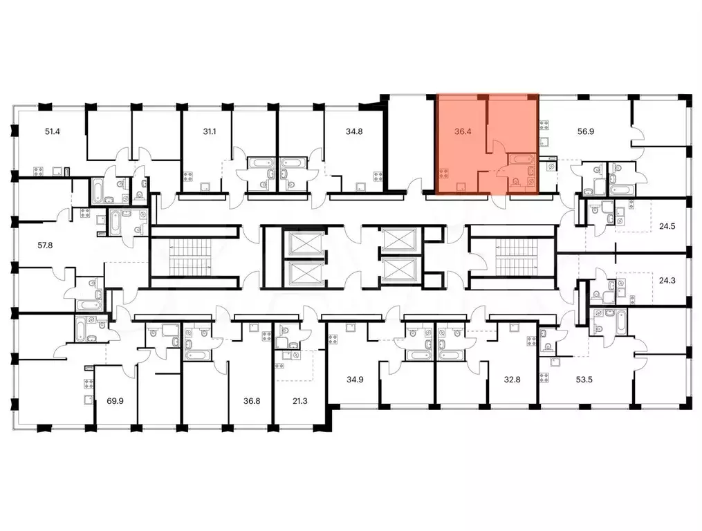 1-к. квартира, 36,4 м, 25/32 эт. - Фото 1