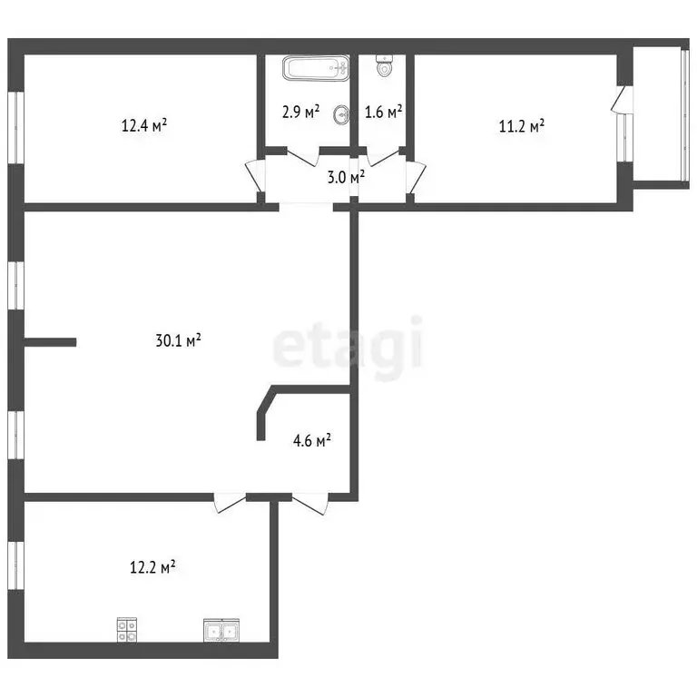 3-комнатная квартира: Ялуторовск, Тюменская улица, 61 (78.2 м) - Фото 1