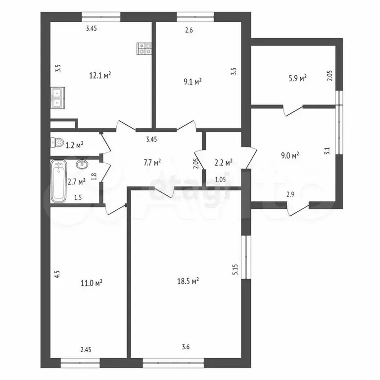3-к. квартира, 84 м, 1/1 эт. - Фото 0
