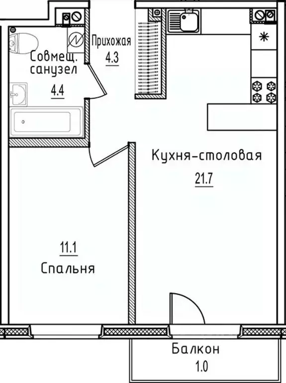 1-к кв. Новгородская область, Старая Русса ул. Чапаева, 2 (42.5 м) - Фото 1