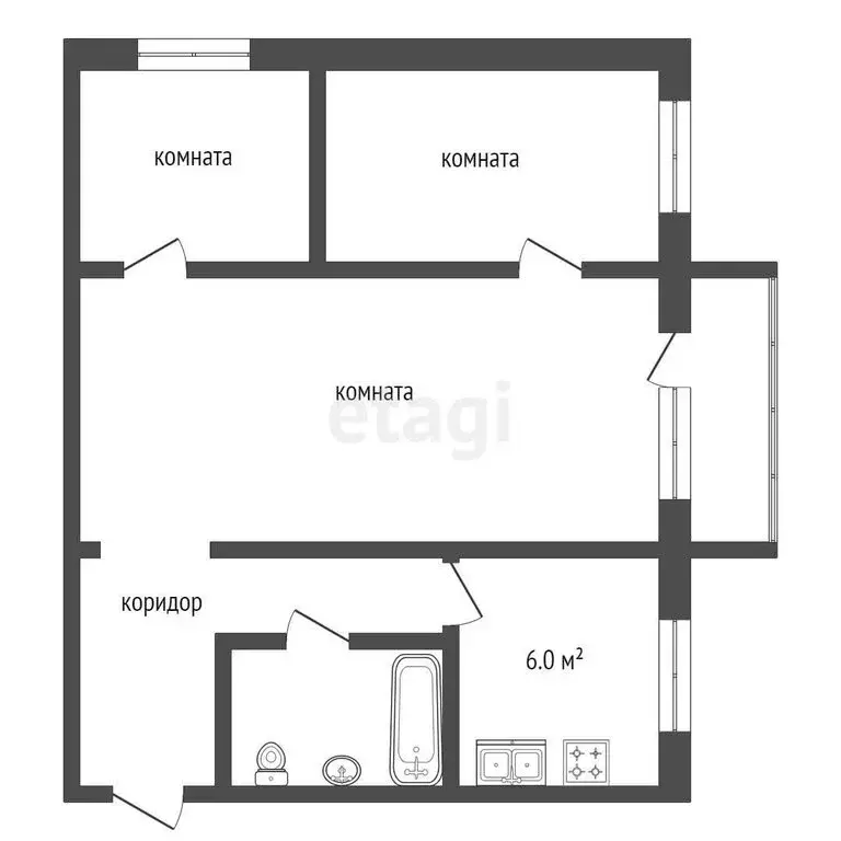 3-комнатная квартира: Тамбов, Красноармейская улица, 3 (47.5 м) - Фото 0