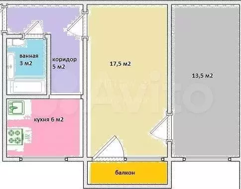 2-к. квартира, 45,1 м, 4/5 эт. - Фото 0