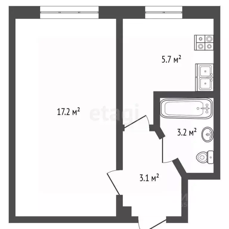 1-к кв. Севастополь ул. Генерала Жидилова, 2 (28.7 м) - Фото 2
