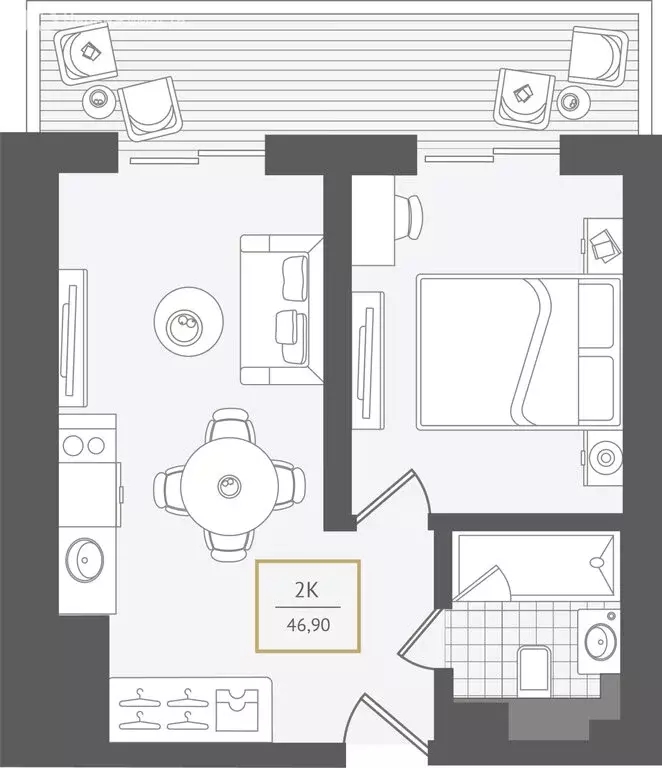2-комнатная квартира: Адлер, микрорайон Курортный Городок (47.7 м) - Фото 1
