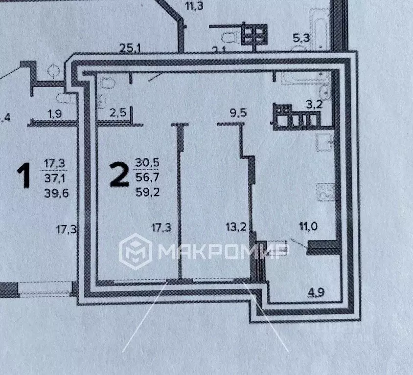 2-к кв. Брянская область, Брянск ул. Горбатова, 24 (56.7 м) - Фото 2