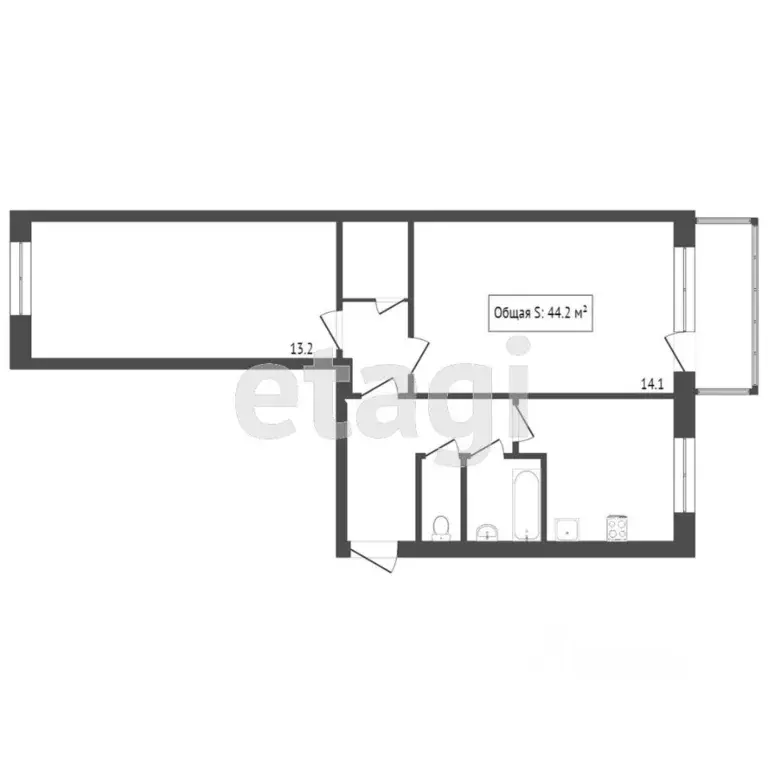 2-к кв. Алтайский край, Белокуриха ул. Соболева, 7 (44.2 м) - Фото 1