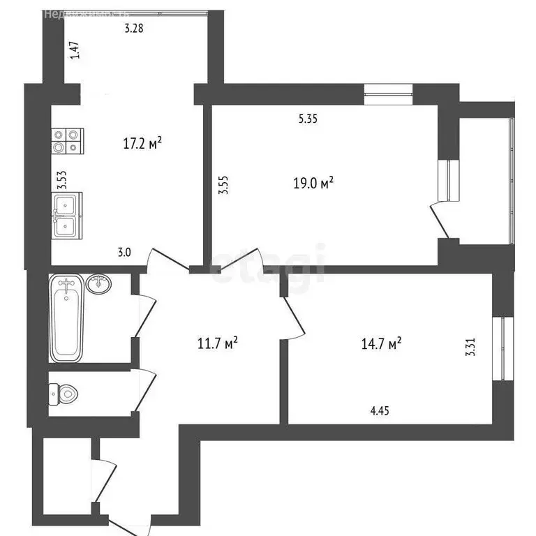 2-комнатная квартира: Калуга, улица Гурьянова, 67к3 (73.9 м) - Фото 1