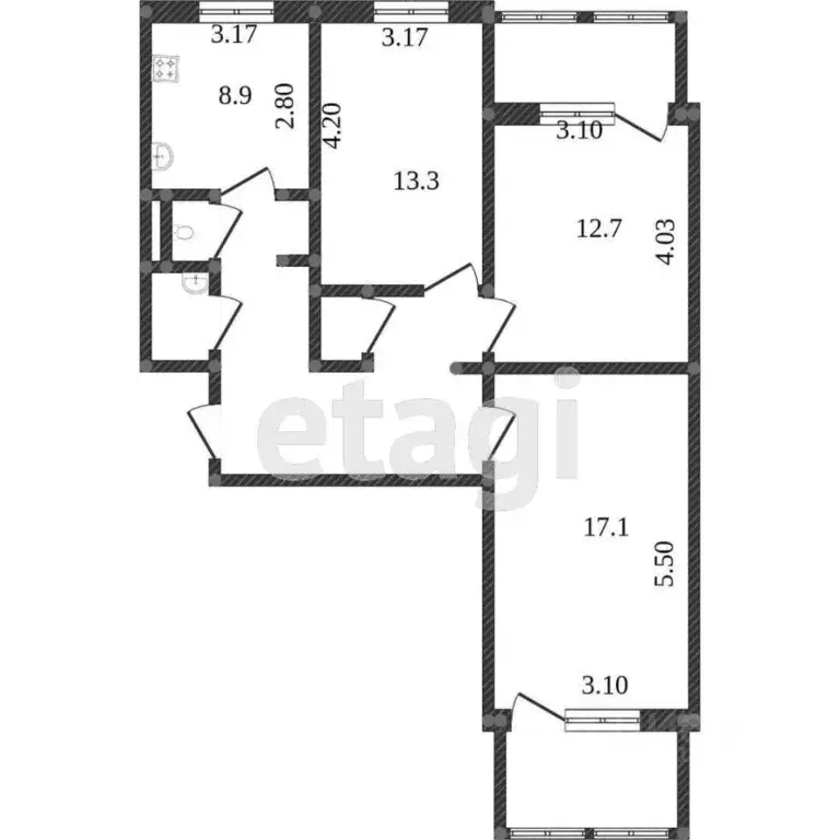 3-к кв. Белгородская область, Белгород ул. Королева, 6 (72.0 м) - Фото 1