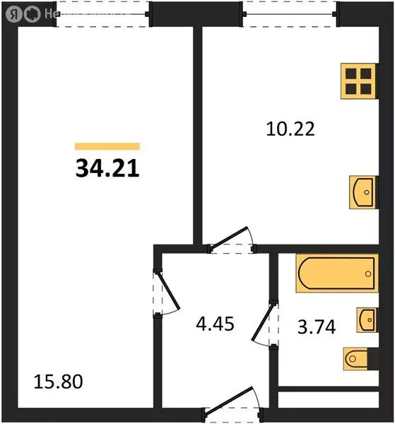 1-комнатная квартира: Пенза, улица Яшиной, 14 (34.21 м) - Фото 1