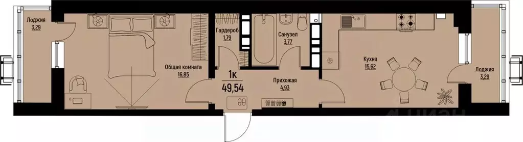 1-к кв. Ставропольский край, Пятигорск Скачки мкр,  (49.54 м) - Фото 0