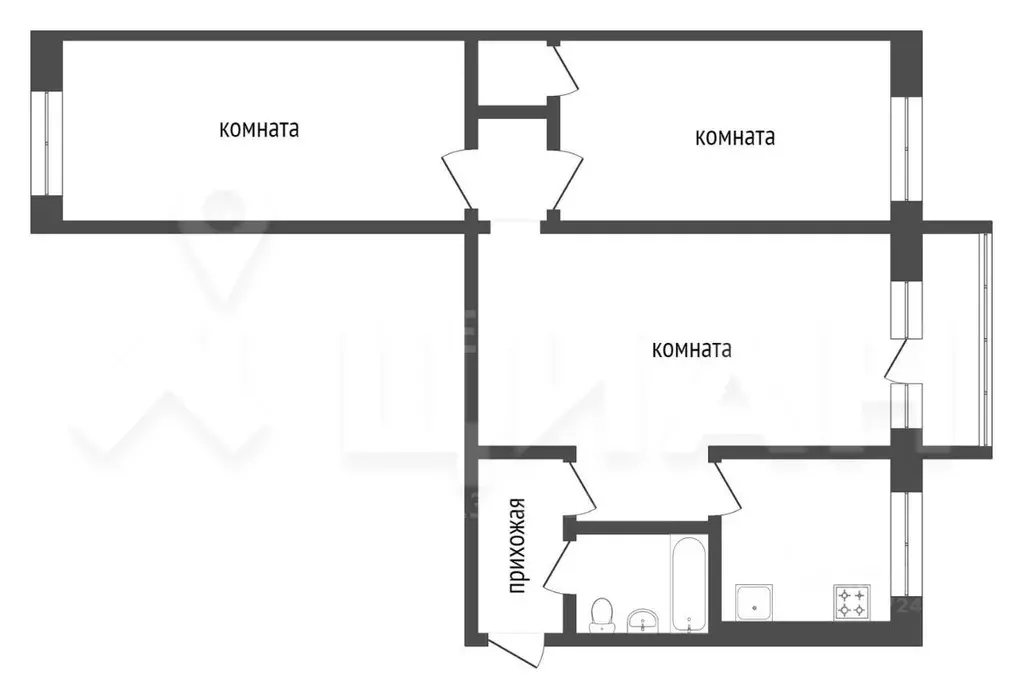 3-к кв. Кемеровская область, Новокузнецк Ярославская ул., 2 (60.9 м) - Фото 1