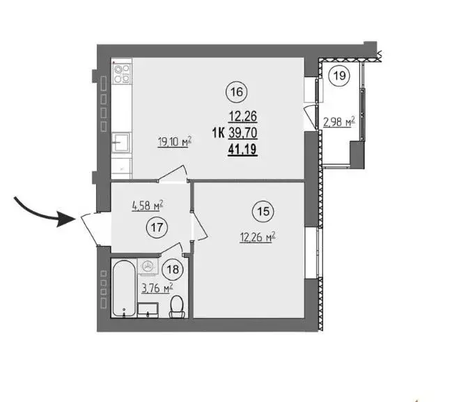 Продаётся 1-к квартира, 41.2 м - Фото 0