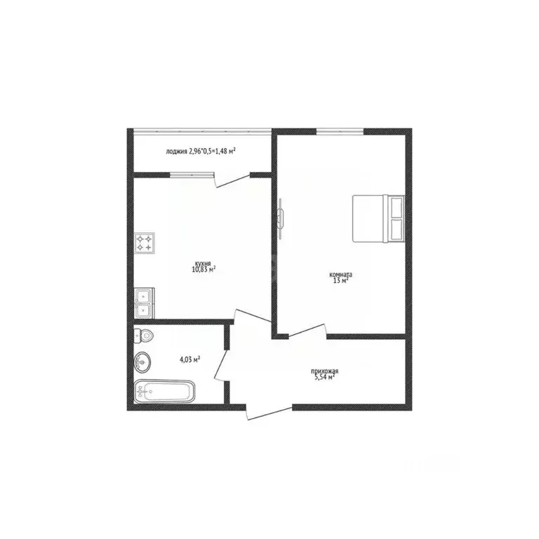 1-к кв. Краснодарский край, Краснодар ул. Скандинавская, 1к9 (33.8 м) - Фото 2