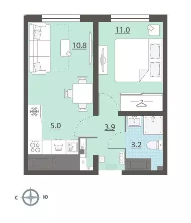 1-комнатная квартира: Екатеринбург, Латвийская улица, 56 (34 м) - Фото 0